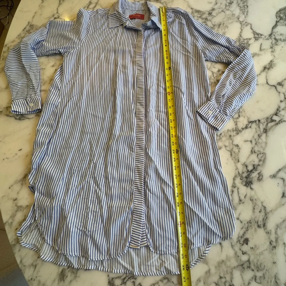 EUC Maaji Striped Women's Blue Harbour Island Long Sleeve Shirt Cover Up Blue L